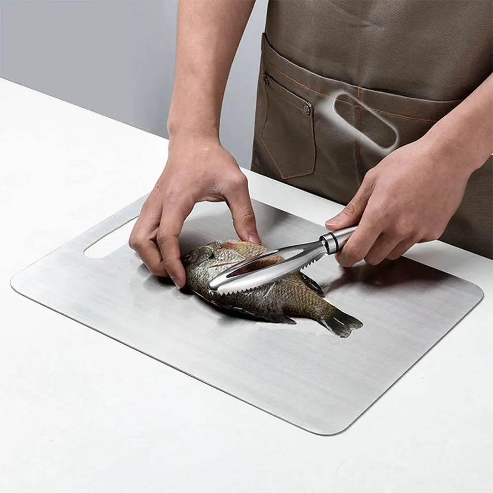 Stainless Steel Cutting Board Double Sided Chopping Board Thickened Baking Board for Kitchen for Meat Fruit Vegetables Baby Food