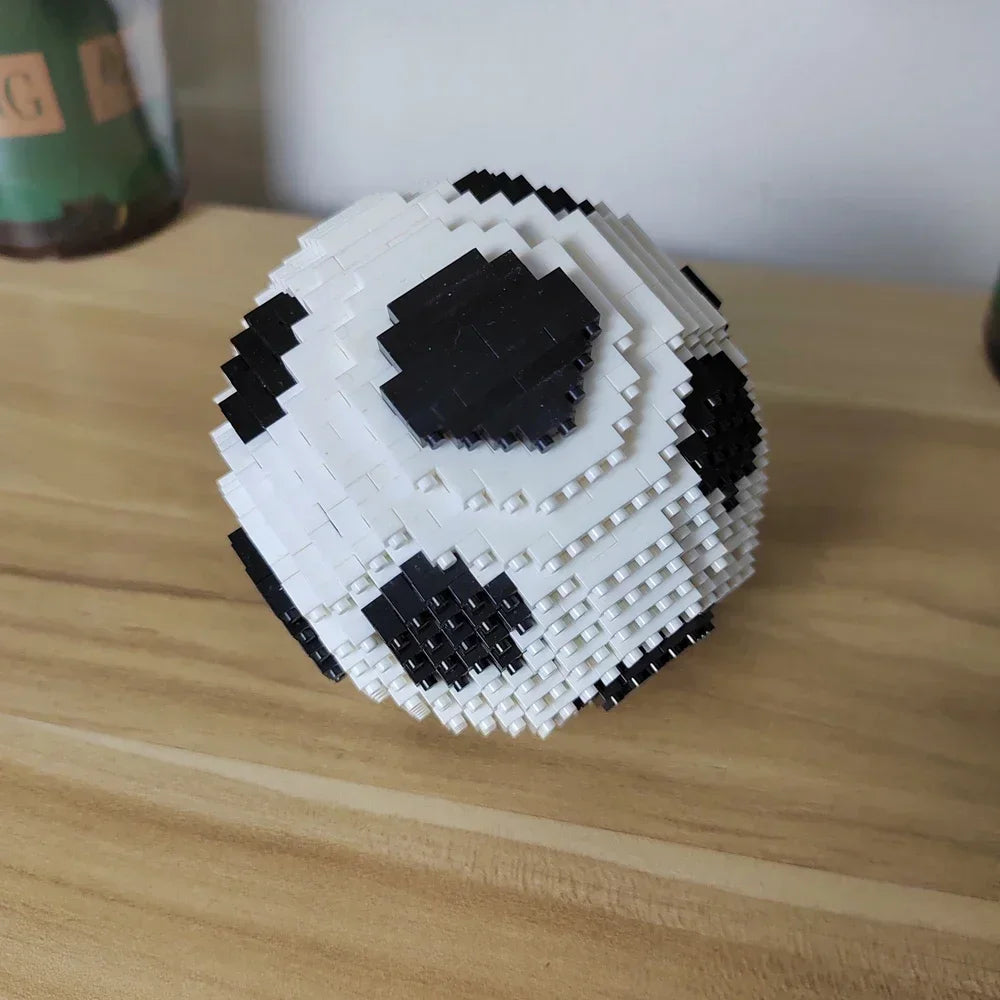 Red Soccer Ball Building Blocks Kit – 900+ Micro Mini Bricks for Desk Decor, Collector Display, The Toys for Sports Enthusiasts