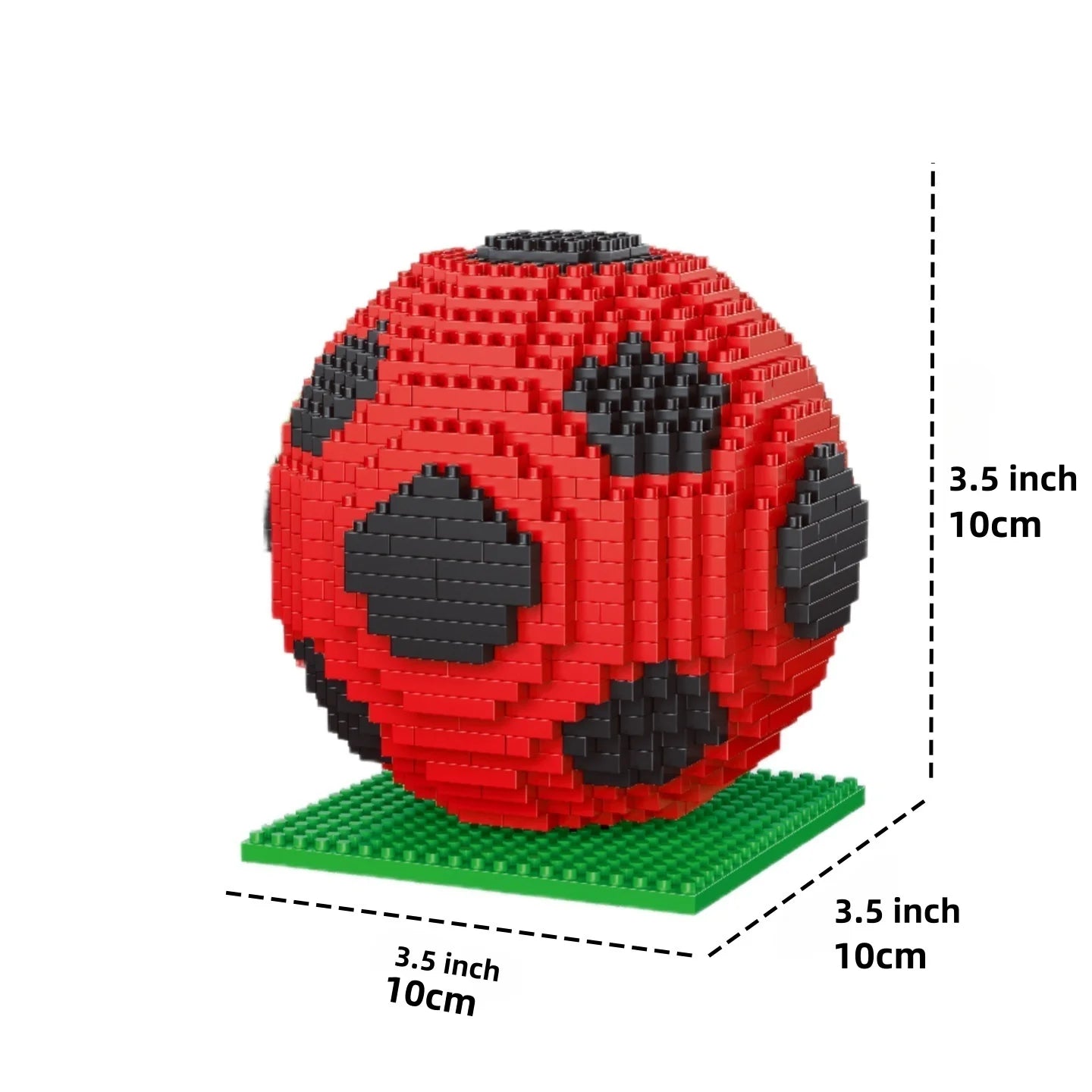 Red Soccer Ball Building Blocks Kit – 900+ Micro Mini Bricks for Desk Decor, Collector Display, The Toys for Sports Enthusiasts