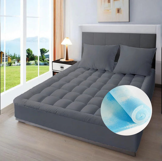 Memory Sponge Mattress Pad - Extra Large, Super Comfortable, Breathable & Soft, Ultra Fine Fiber, Noise Free, 8-21 Inch Deep Poc