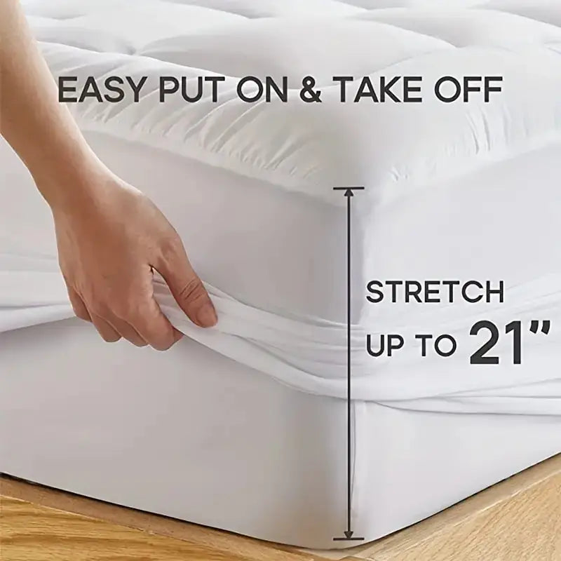 Washable Mattress Pad Quilted Fitted Mattress Protector Cotton Top Stretches up 8-21" Deep Pocket Cooling Mattress Topper Cover