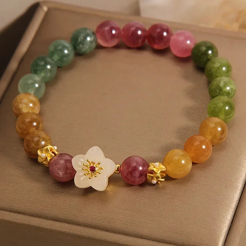 Natural Jade Agate Bracelet Exquisite Flower Design Young Girls Fashion Jewelry Real Gemstone Best Holiday Gift