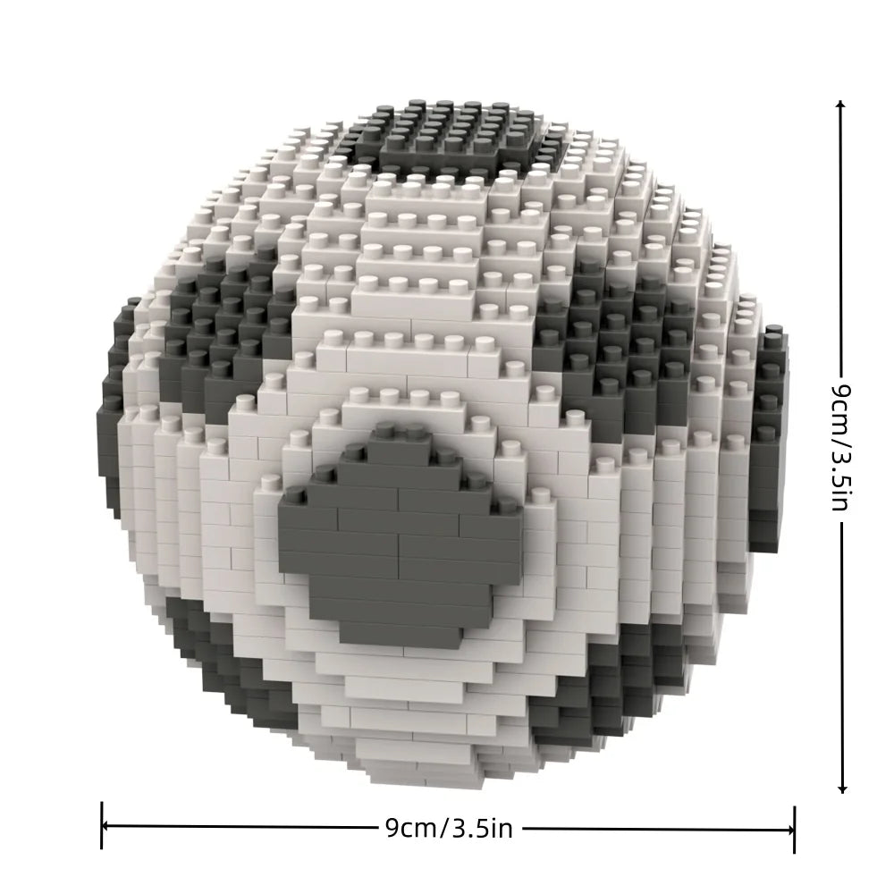 Red Soccer Ball Building Blocks Kit – 900+ Micro Mini Bricks for Desk Decor, Collector Display, The Toys for Sports Enthusiasts