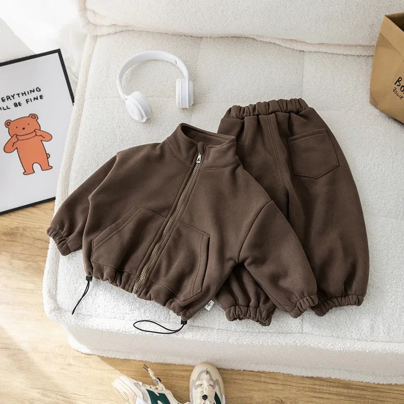 IYEALCN Winter Fleece 2-Piece Kids Set Coat And Pants Unisex