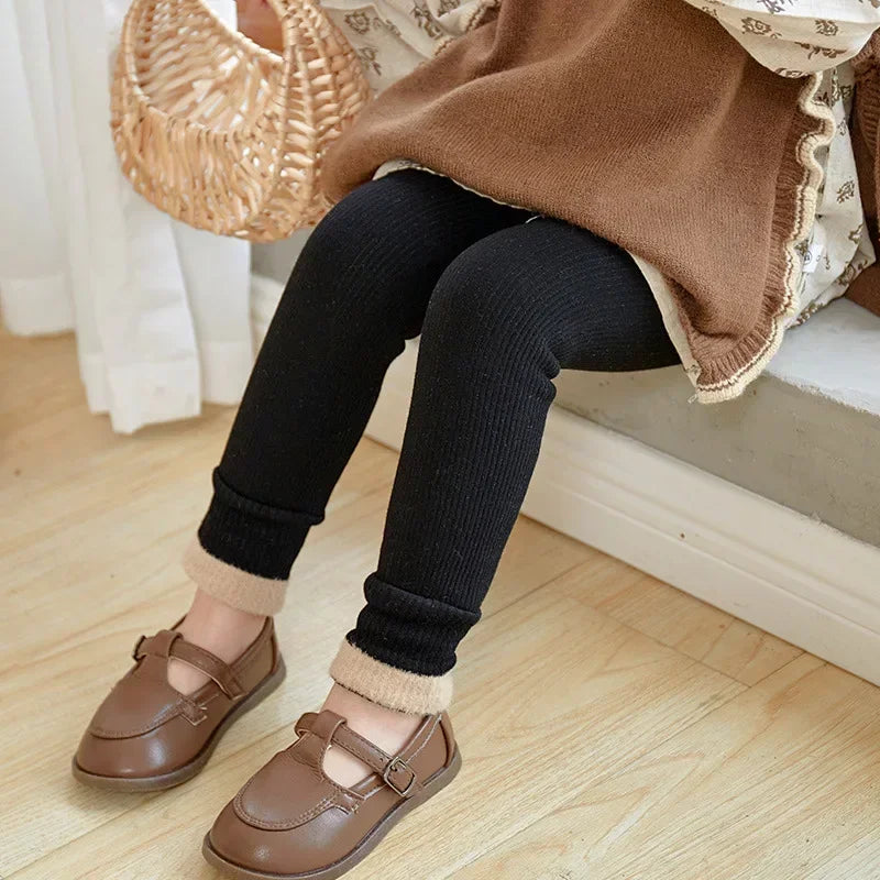 Baby Girls Cotton Warm Leggings Velvet Pants Korean Style