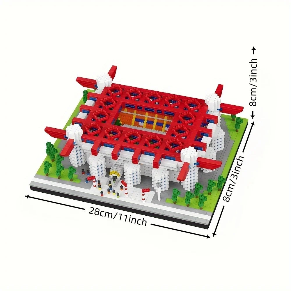 Red Soccer Ball Building Blocks Kit – 900+ Micro Mini Bricks for Desk Decor, Collector Display, The Toys for Sports Enthusiasts