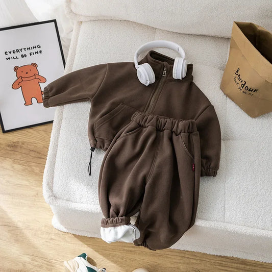 IYEALCN Winter Fleece 2-Piece Kids Set Coat And Pants Unisex