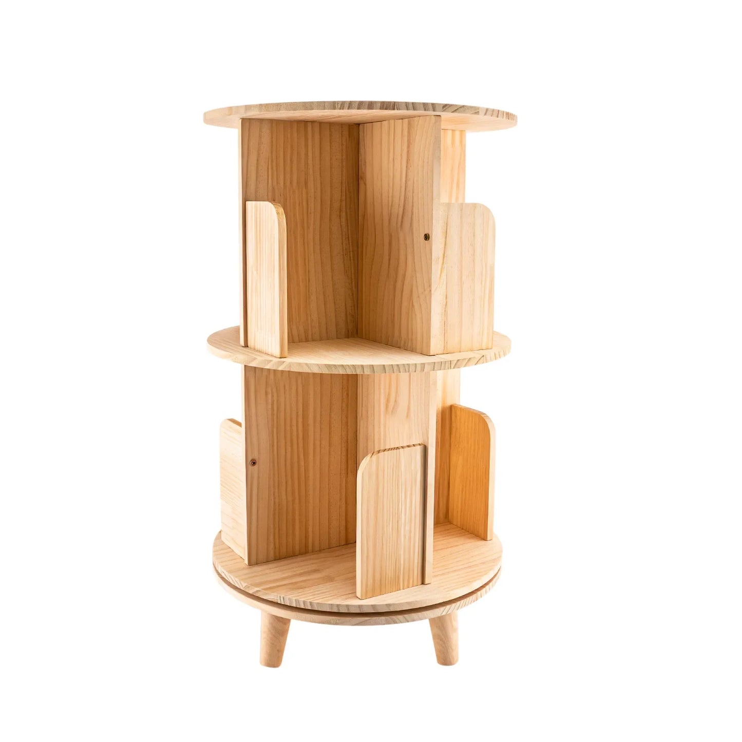 Multifunctional Storage Rack Rotating Bookshelf Miscellaneous Rack Living Room Organizer Floor-standing Solid Wood Bookcase