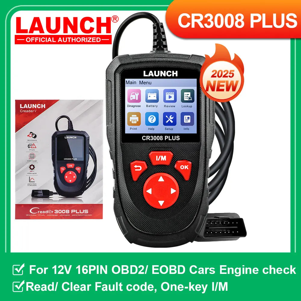 LAUNCH X431 CR3008 PLUS Full OBD2 Diagnostic Tools Car OBD OBD2 Automotive Scanner Check Engine Battery Free Update Online